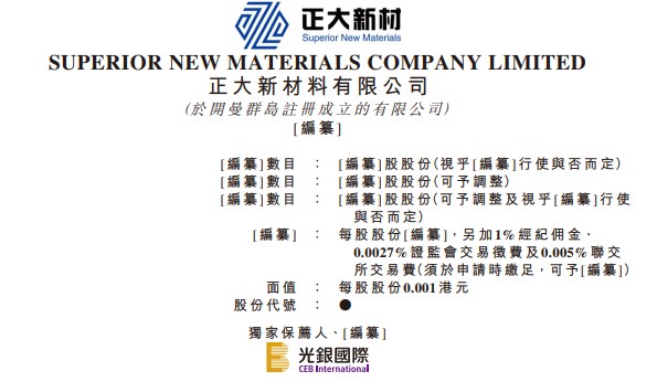 新股消息正大新材递表港交所主板2020年按销量计是中国最大聚醚胺产品