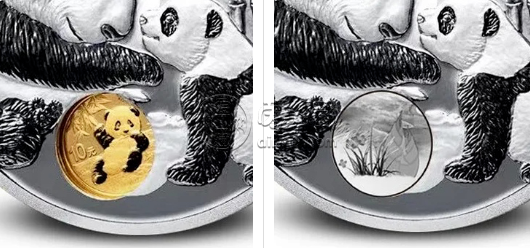熊猫金银币40周年特别纪念版 中国首枚镶嵌熊猫金币